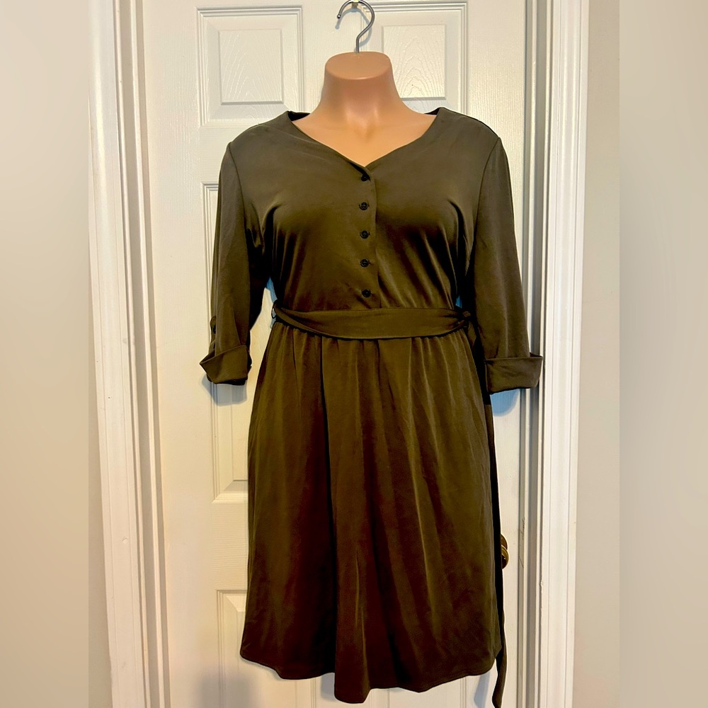 Lane Bryant Green Ruched Wrap Sundress